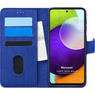 Microsonic Samsung Galaxy A52 Fabric Book Wallet Lacivert Kılıf