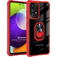 Microsonic Samsung Galaxy A52 Grande Clear Ring Holder Kırmızı Kılıf