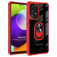 Microsonic Samsung Galaxy A52 Grande Clear Ring Holder Kırmızı Kılıf