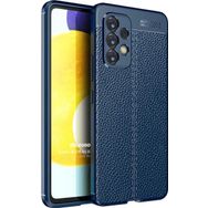 Microsonic Samsung Galaxy A53 5G Deri Dokulu Silikon Lacivert Kılıf