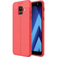 Microsonic Samsung Galaxy A6 2018 Deri Dokulu Silikon Kırmızı Kılıf