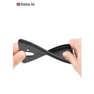 Microsonic Samsung Galaxy A6 2018 Deri Dokulu Silikon Lacivert Kılıf
