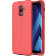 Microsonic Samsung Galaxy A6 Plus 2018 Deri Dokulu Silikon Kırmızı Kılıf