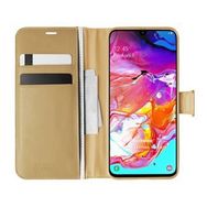 Microsonic Samsung Galaxy A70 Delux Leather Wallet Gold Kılıf