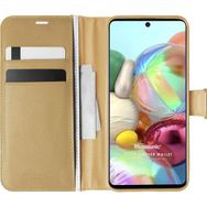 Microsonic Samsung Galaxy A71 Delux Leather Wallet Gold Kılıf
