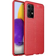 Microsonic Samsung Galaxy A72 Deri Dokulu Silikon Kırmızı Kılıf
