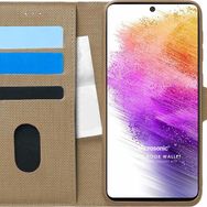 Microsonic Samsung Galaxy A73 5G Fabric Book Wallet Gold Cep Telefonu Kılıf