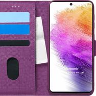 Microsonic Samsung Galaxy A73 5G Fabric Book Wallet Mor Cep Telefonu Kılıf