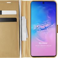 Microsonic Samsung Galaxy A91 Delux Leather Wallet Gold Cep Telefonu Kılıf