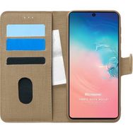 Microsonic Samsung Galaxy A91 Fabric Book Wallet Gold Cep Telefonu Kılıf
