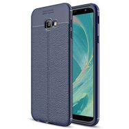 Microsonic Samsung Galaxy J4 Deri Dokulu Silikon Lacivert Kılıf