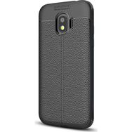 Microsonic Samsung Galaxy J4 Deri Dokulu Silikon Siyah Kılıf