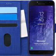 Microsonic Samsung Galaxy J4 Fabric Book Wallet Lacivert Kılıf