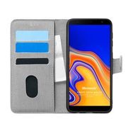 Microsonic Samsung Galaxy J4 Plus Fabric Book Wallet Gri Cep Telefonu Kılıfı