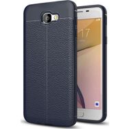 Microsonic Samsung Galaxy J5 Prime Deri Dokulu Lacivert Silikon Kılıf