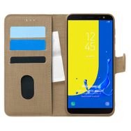 Microsonic Samsung Galaxy J6 Fabric Book Wallet Gold Cep Telefonu Kılıfı