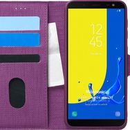 Microsonic Samsung Galaxy J6 Fabric Book Wallet Mor Cep Telefonu Kılıfı