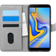 Microsonic Samsung Galaxy J6 Plus Fabric Book Wallet Gri Cep Telefonu Kılıfı