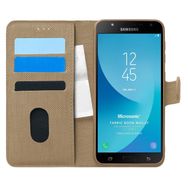 Microsonic Samsung Galaxy J7 Core Fabric Book Wallet Gold Cep Telefonu Kılıfı