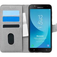 Microsonic Samsung Galaxy J7 Core Fabric Book Wallet Gri Cep Telefonu Kılıfı