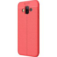Microsonic Samsung Galaxy J7 Duo Deri Dokulu Silikon Kırmızı Kılıf