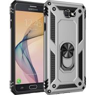 Microsonic Samsung Galaxy J7 Prime 2 Military Ring Holder Gümüş Cep Telefonu Kılıfı