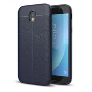 Microsonic Samsung Galaxy J7 Pro Deri Dokulu Lacivert Silikon Kılıf