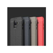 Microsonic Samsung Galaxy J8 Deri Dokulu Silikon Kırmızı Kılıf