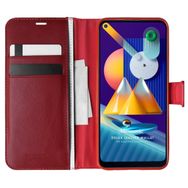Microsonic Samsung Galaxy M11 Delux Leather Wallet Kırmızı Kılıf