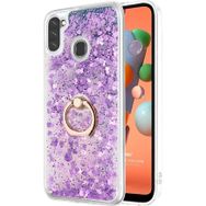Microsonic Samsung Galaxy M11 Glitter Liquid Holder Mor Cep Telefonu Kılıfı
