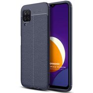 Microsonic Samsung Galaxy M12 Deri Dokulu Silikon Lacivert Kılıf