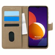 Microsonic Samsung Galaxy M12 Fabric Book Wallet Gold Cep Telefonu Kılıfı