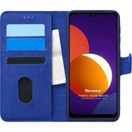 Microsonic Samsung Galaxy M12 Fabric Book Wallet Lacivert Kılıf