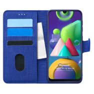 Microsonic Samsung Galaxy M21 Fabric Wallet Lacivert Kılıf