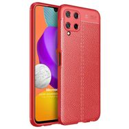 Microsonic Samsung Galaxy M22 Deri Dokulu Silikon Kırmızı Kılıf