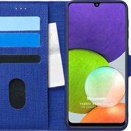Microsonic Samsung Galaxy M22 Fabric Book Wallet Lacivert Kılıf