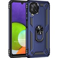 Microsonic Samsung Galaxy M22 Military Ring Holder Lacivert Kılıf