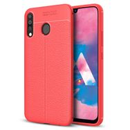 Microsonic Samsung Galaxy M30 Deri Dokulu Silikon Kırmızı Kılıf