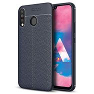 Microsonic Samsung Galaxy M30 Deri Dokulu Silikon Lacivert Kılıf