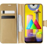 Microsonic Samsung Galaxy M31 Delux Leather Wallet Gold Cep Telefonu Kılıfı