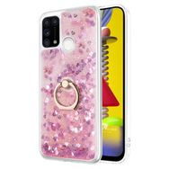 Microsonic Samsung Galaxy M31 Glitter Liquid Holder Pembe Cep Telefonu Kılıfı
