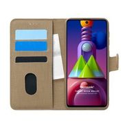 Microsonic Samsung Galaxy M51 Fabric Book Wallet Gold Cep Telefonu Kılıfı