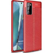 Microsonic Samsung Galaxy Note 20 Deri Dokulu Silikon Kırmızı Kılıf