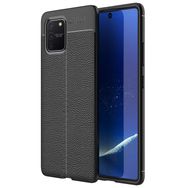 Microsonic Samsung Galaxy S10 Deri Dokulu Siyah Silikon Kılıf