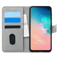 Microsonic Samsung Galaxy S10E Fabric Book Wallet Gri Cep Telefonu Kılıf
