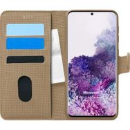 Microsonic Samsung Galaxy S20 Fabric Book Wallet Gold Cep Telefonu Kılıf