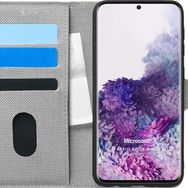 Microsonic Samsung Galaxy S20 Fabric Book Wallet Gri Cep Telefonu Kılıf