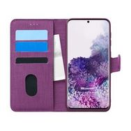 Microsonic Samsung Galaxy S20 Plus Fabric Book Wallet Mor Cep Telefonu Kılıfı