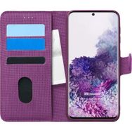 Microsonic Samsung Galaxy S20 Plus Fabric Book Wallet Mor Cep Telefonu Kılıfı