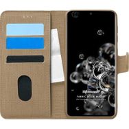 Microsonic Samsung Galaxy S20 Ultra Fabric Book Wallet Gold Cep Telefonu Kılıfı